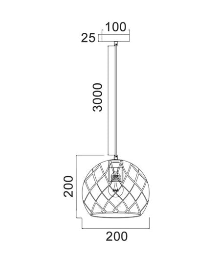 Tuile Interior Small Embossed Tiled Iron Wine Glass Shape Pendant Light - Coffee