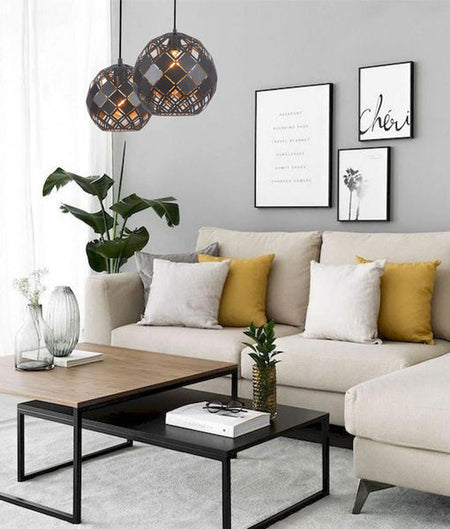 Tuile Interior Small Embossed Tiled Iron Wine Glass Shape Pendant Light - Coffee