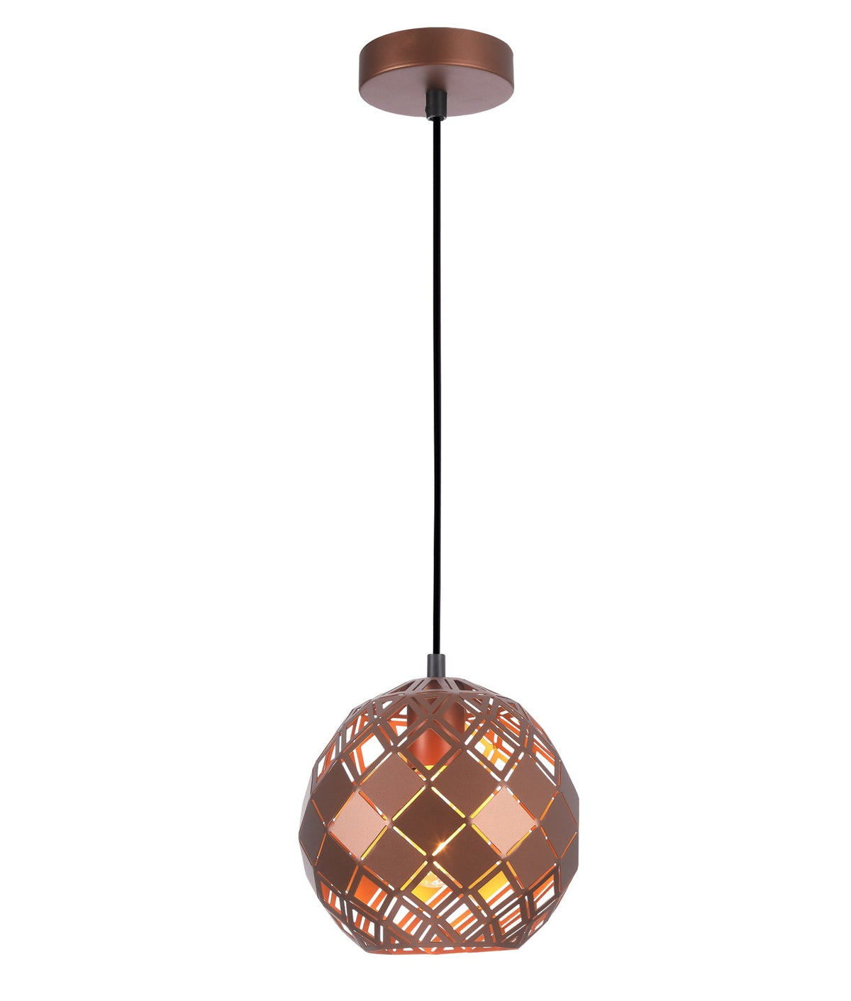 Tuile Interior Small Embossed Tiled Iron Wine Glass Shape Pendant Light - Coffee
