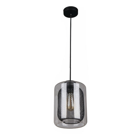 Oblong Glass Pendant Black Mesh