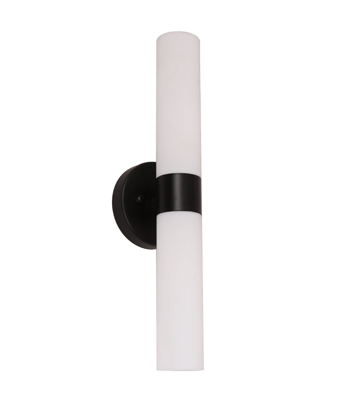 Vara Interior Tubular Up/Down Opal Glass Wall Light - Black