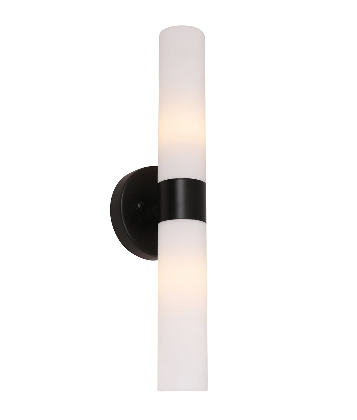 Vara Interior Tubular Up/Down Opal Glass Wall Light - Black