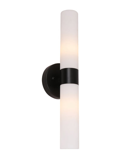 Vara Interior Tubular Up/Down Opal Glass Wall Light - Black
