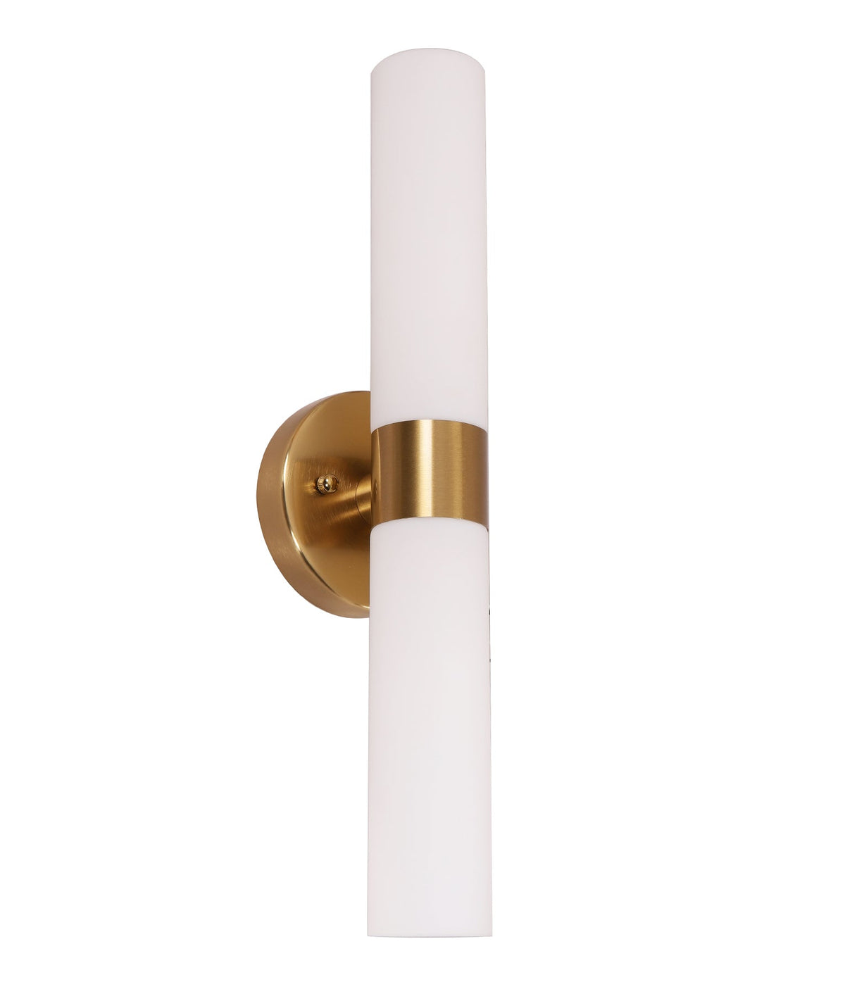 Vara Interior Tubular Up/Down Opal Glass Wall Light - Brass