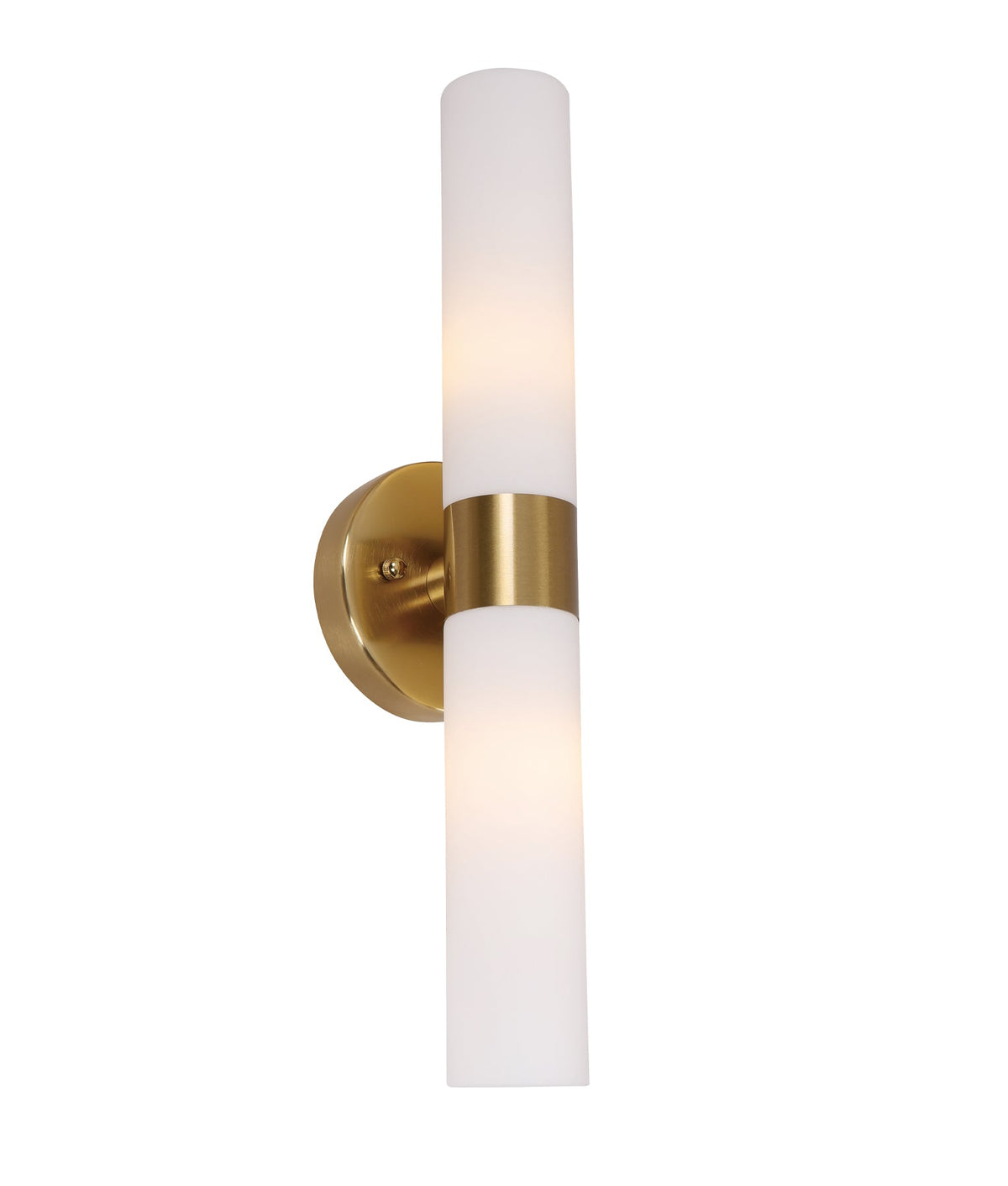 Vara Interior Tubular Up/Down Opal Glass Wall Light - Brass