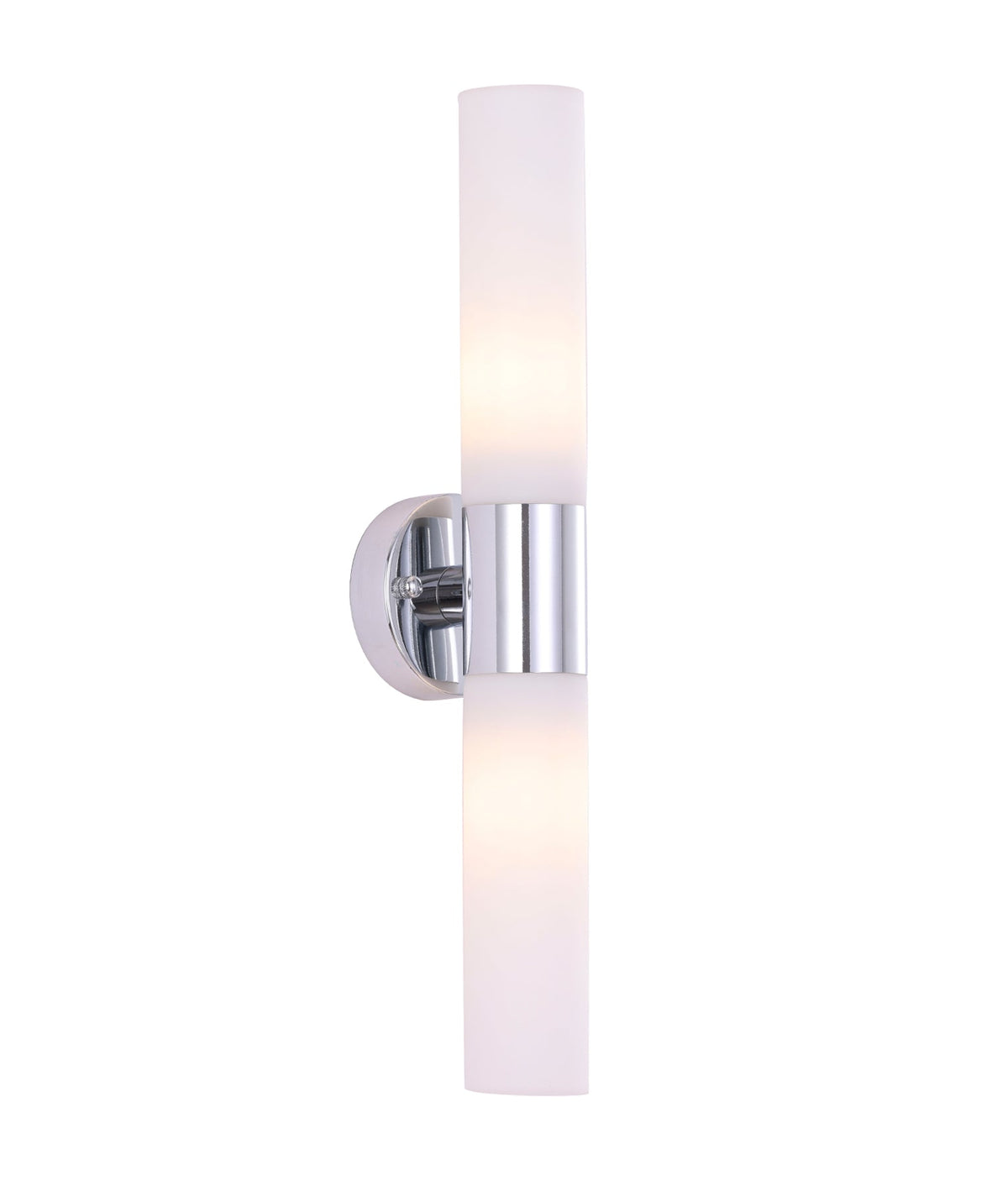 Vara Interior Tubular Up/Down Opal Glass Wall Light - Chrome