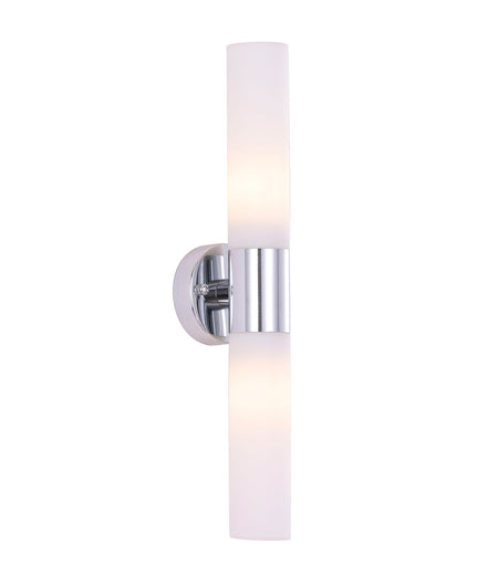 Vara Interior Tubular Up/Down Opal Glass Wall Light - Chrome