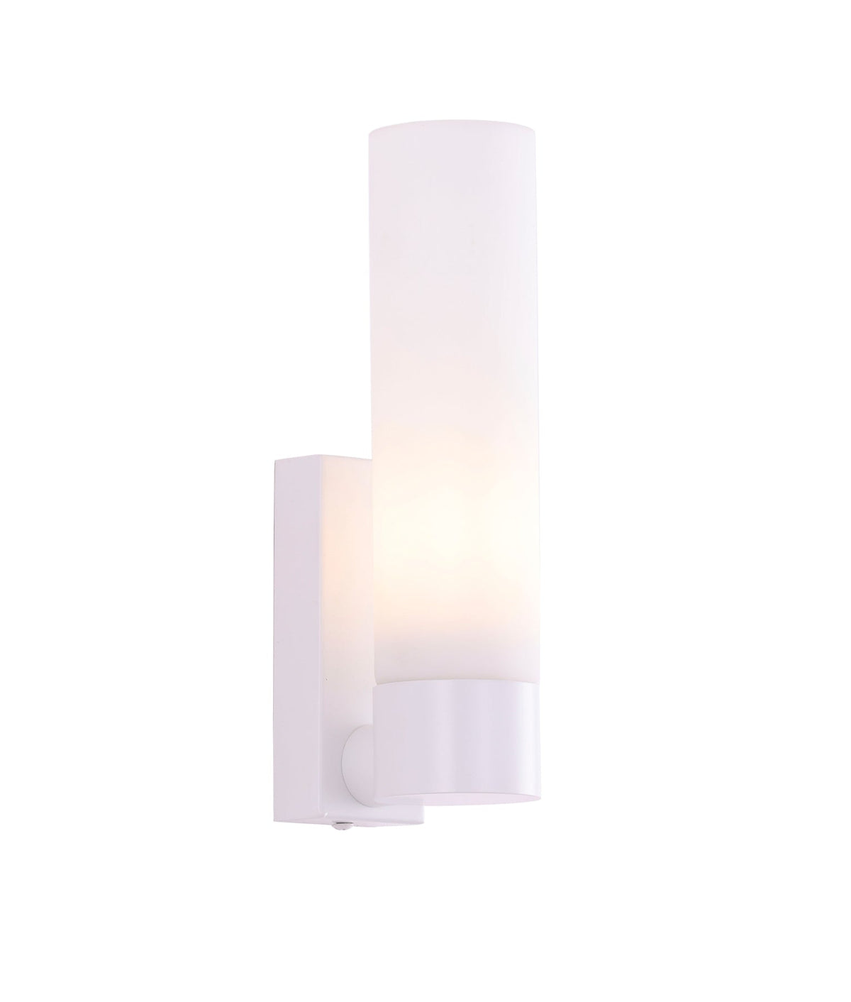 Vara Interior Tubular Up Opal Glass Wall Light - White
