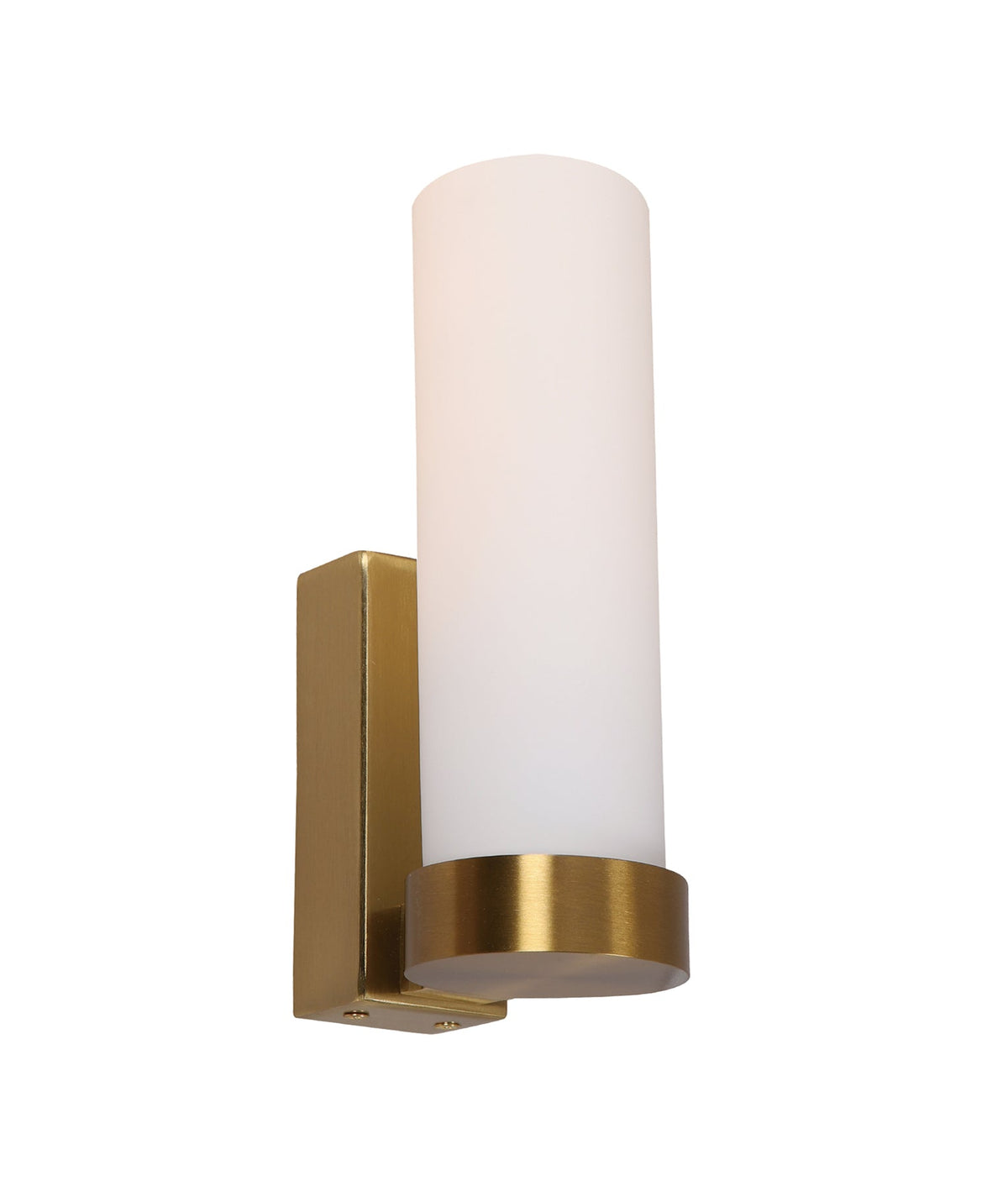 Vara Interior Tubular Up Opal Glass Wall Light - Brass