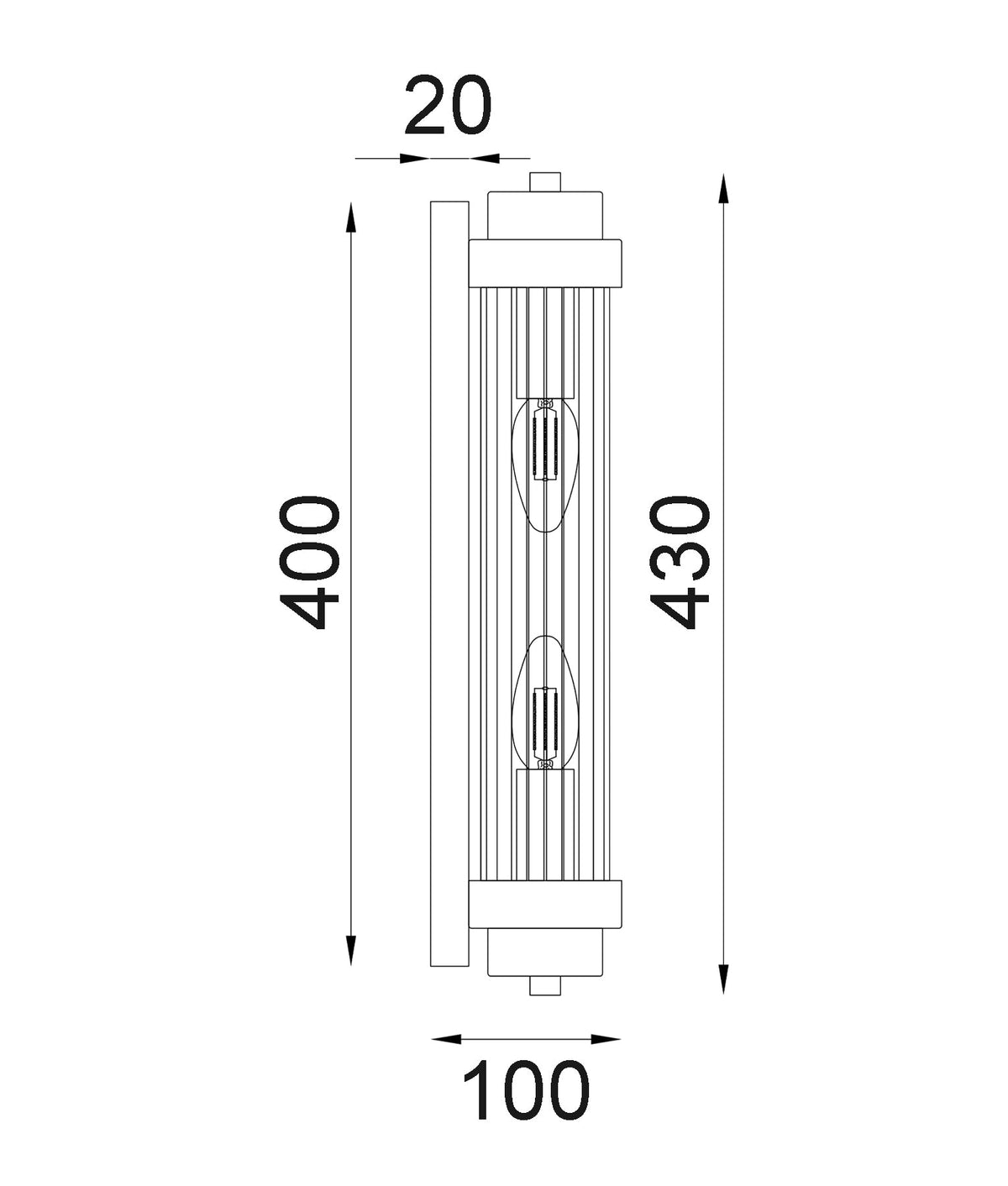 Varillas Interior Up/Down Clear Glass Rod Wall Light - Black
