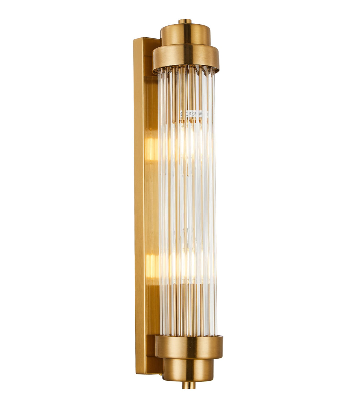Varillas Interior Up/Down Clear Glass Rod Wall Light - Antique Brass