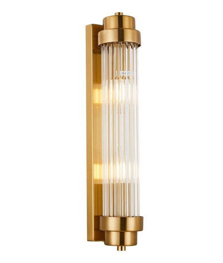 Varillas Interior Up/Down Clear Glass Rod Wall Light - Antique Brass