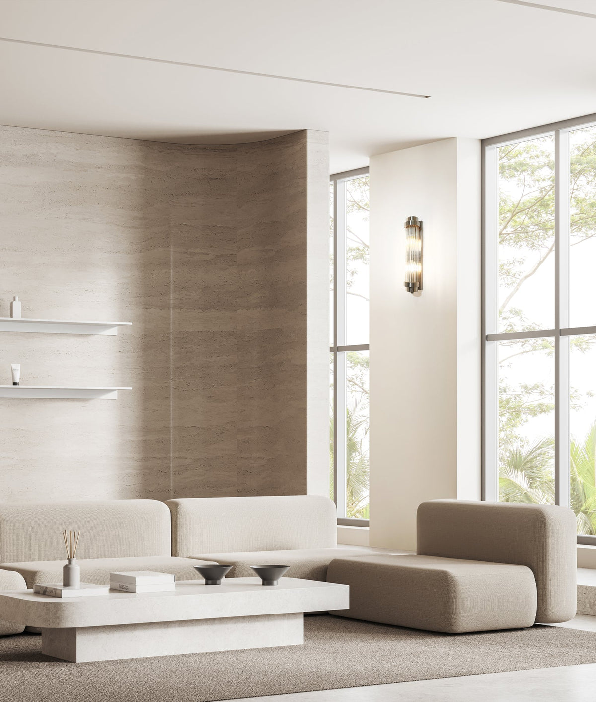 Varillas Interior Up/Down Clear Glass Rod Wall Light - Satin Chrome