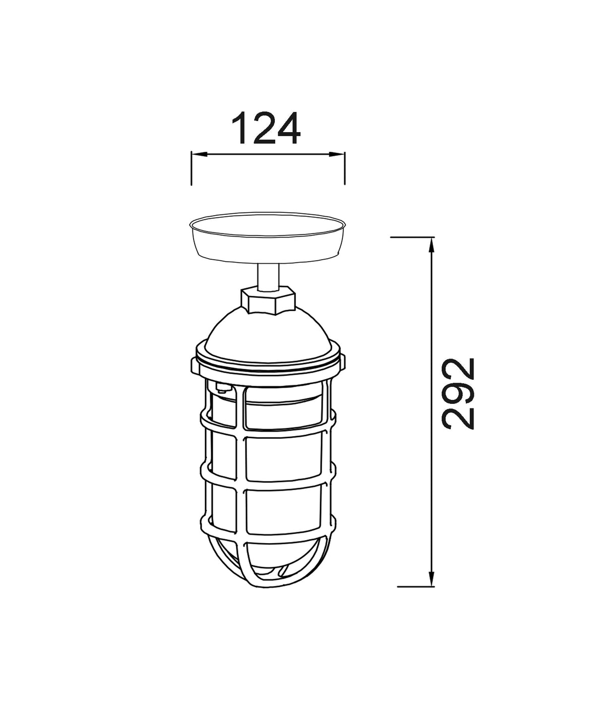 Villaku Exterior Cylinder Aluminium & Glass with Cage Ceiling / Wall Light IP44 - Matte White