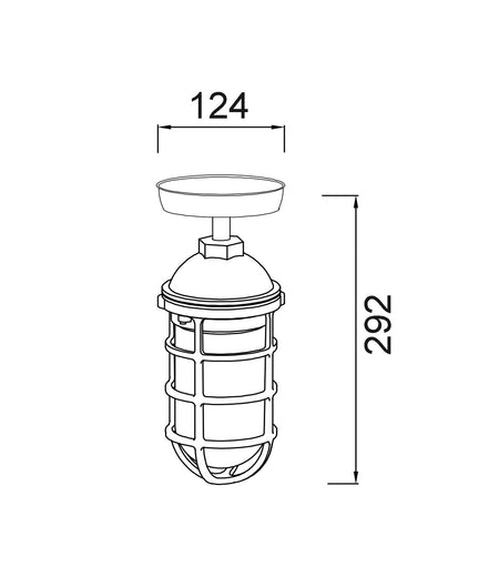 Villaku Exterior Cylinder Aluminium & Glass with Cage Ceiling / Wall Light IP44 - Matte White