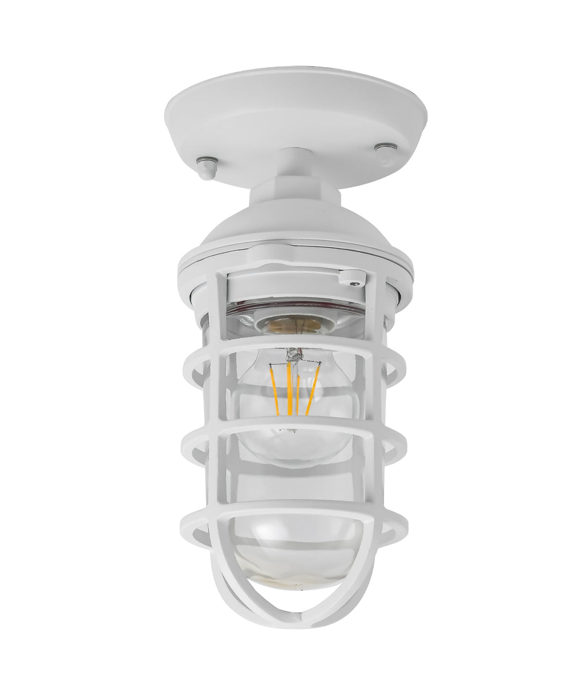 Villaku Exterior Cylinder Aluminium & Glass with Cage Ceiling / Wall Light IP44 - Matte White