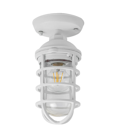 Villaku Exterior Cylinder Aluminium & Glass with Cage Ceiling / Wall Light IP44 - Matte White