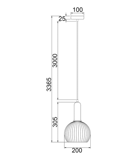 Vintaj Interior Wine Glass Shape Ribbed Glass Pendant Light - Amber