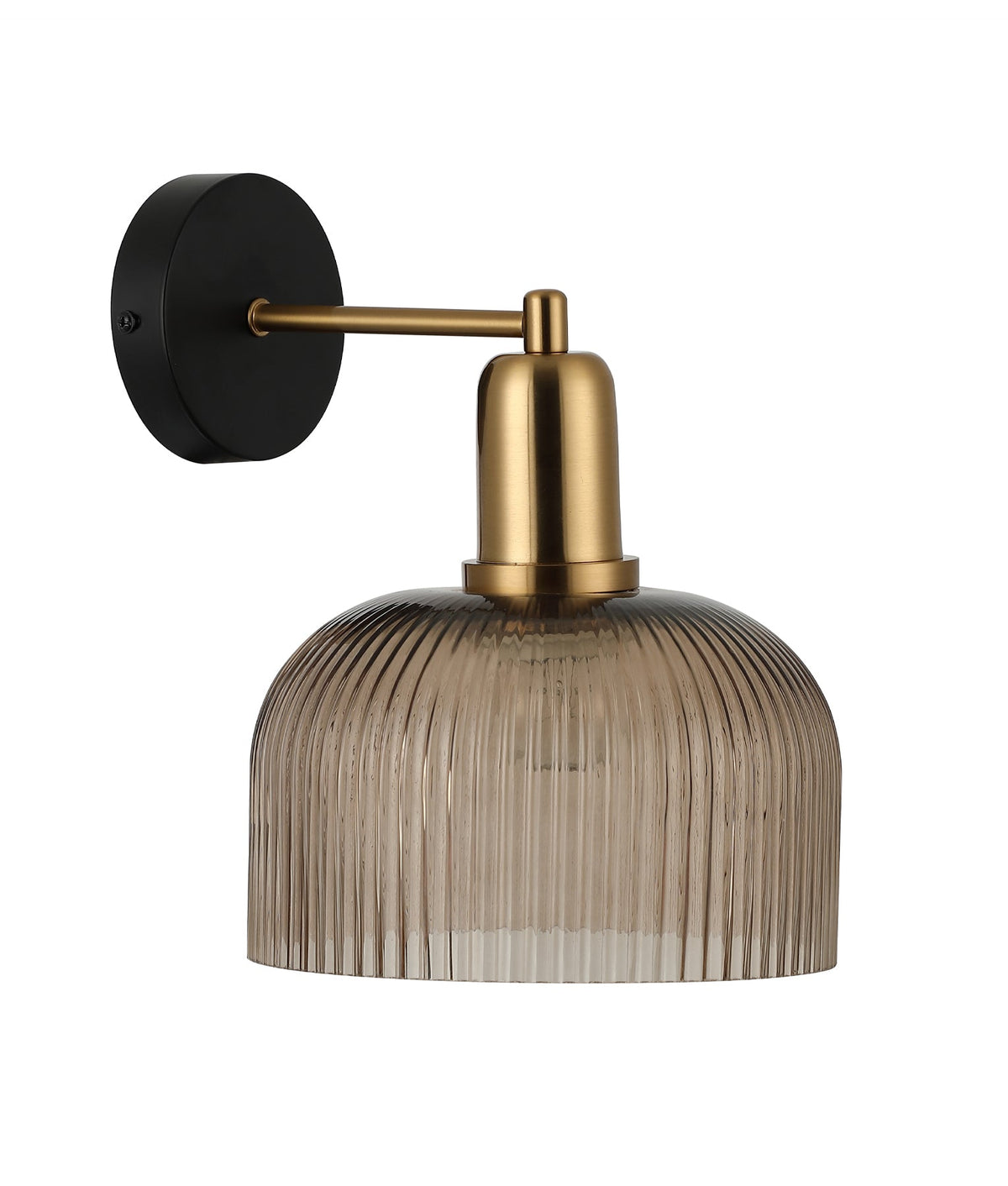 Vintaj Interior Dome Glass with Antique Brass Highlight Wall Light - Amber