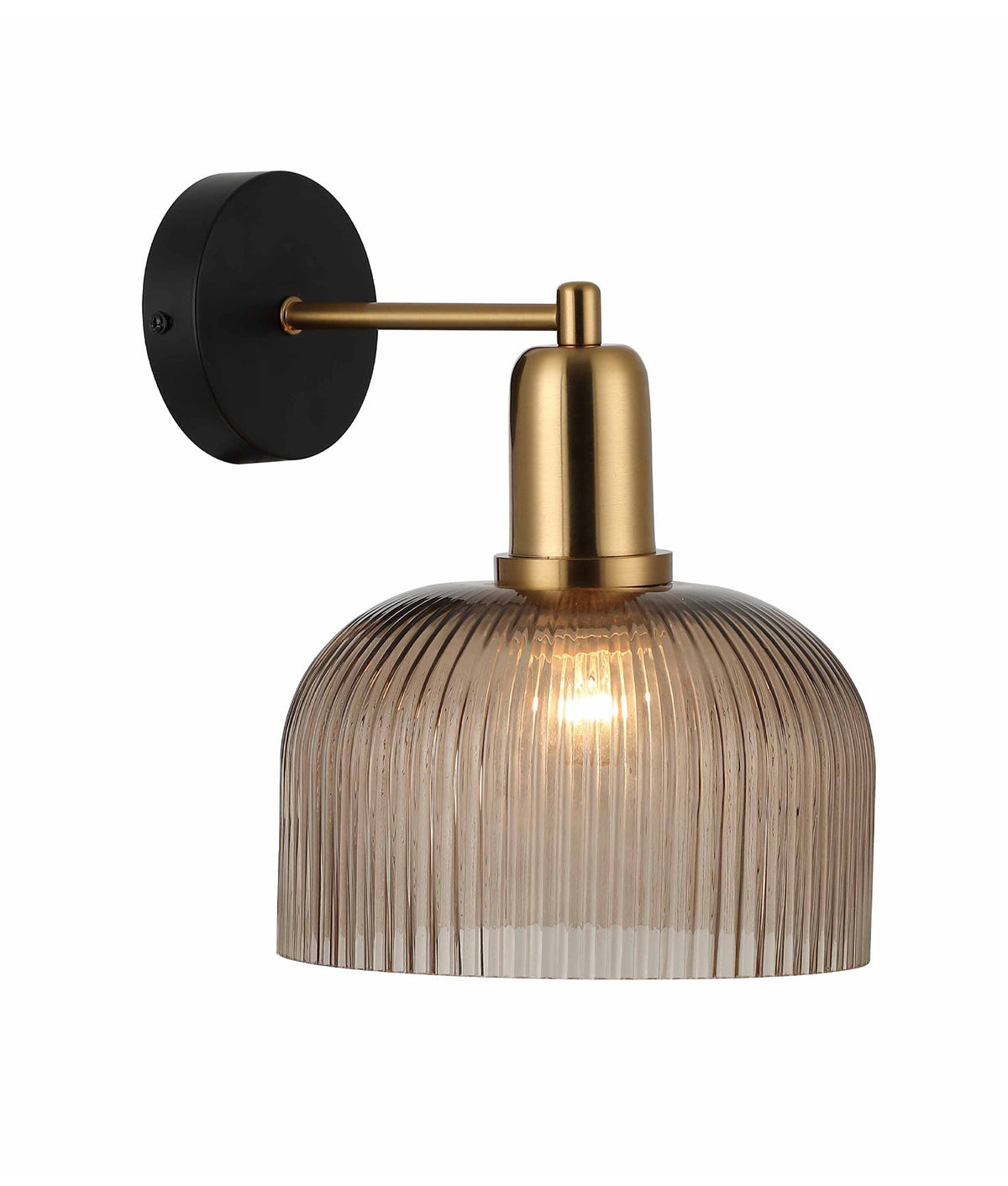 Vintaj Interior Dome Glass with Antique Brass Highlight Wall Light - Amber