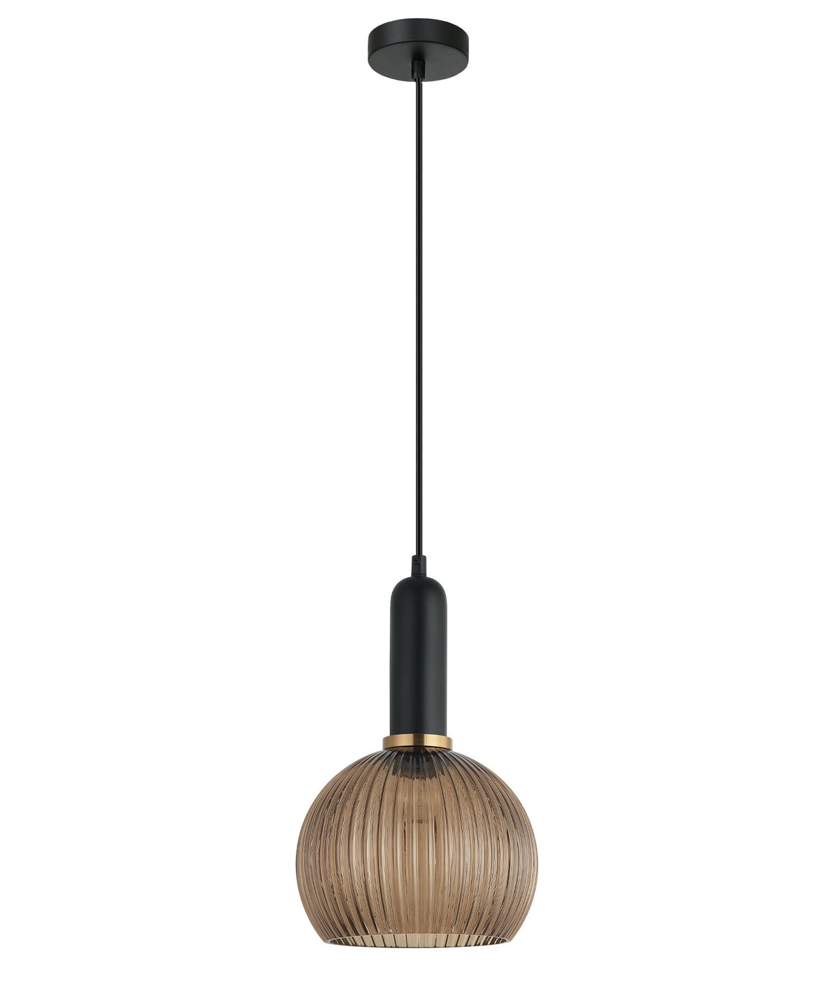 Vintaj Interior Wine Glass Shape Ribbed Glass Pendant Light - Amber