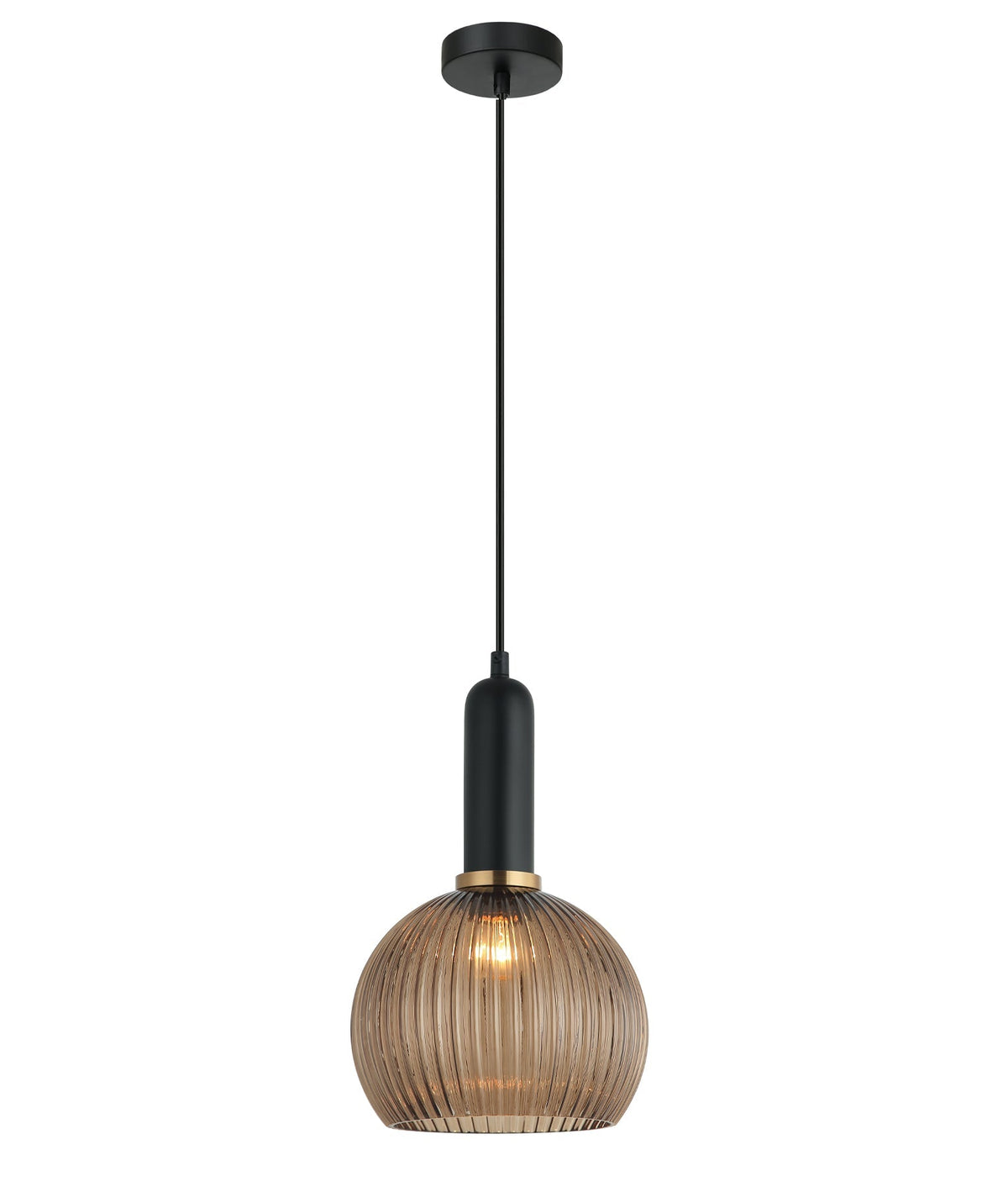 Vintaj Interior Wine Glass Shape Ribbed Glass Pendant Light - Amber