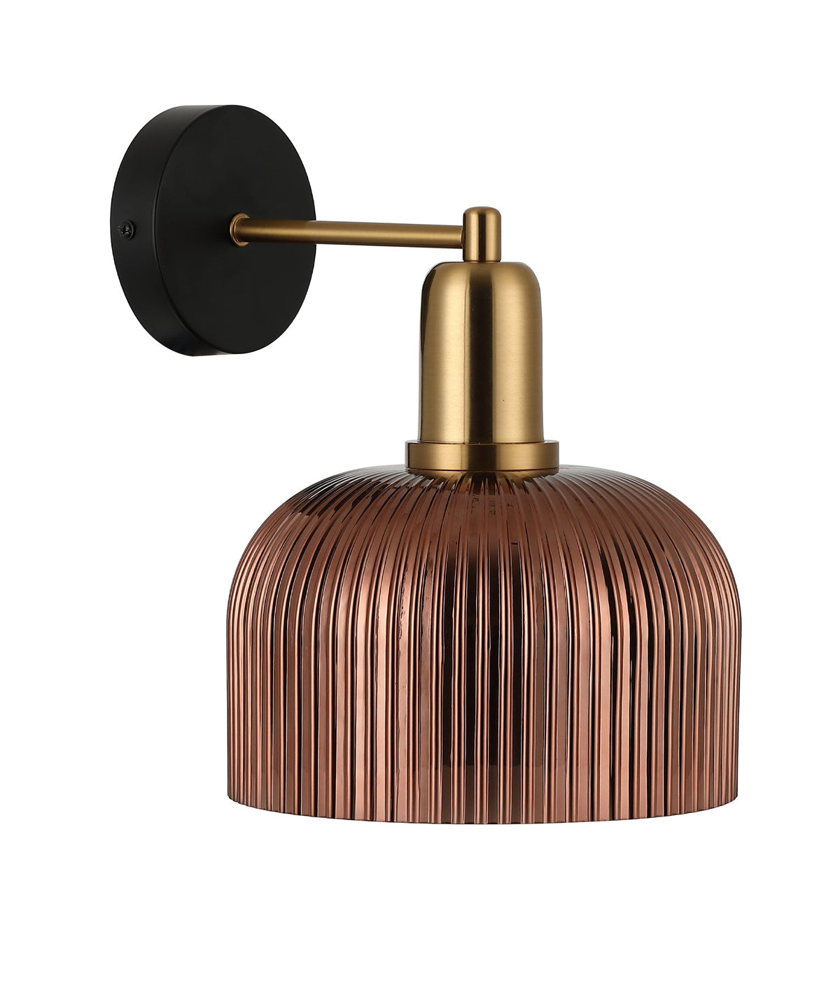 Vintaj Interior Dome Glass with Antique Brass Highlight Wall Light - Copper Painted