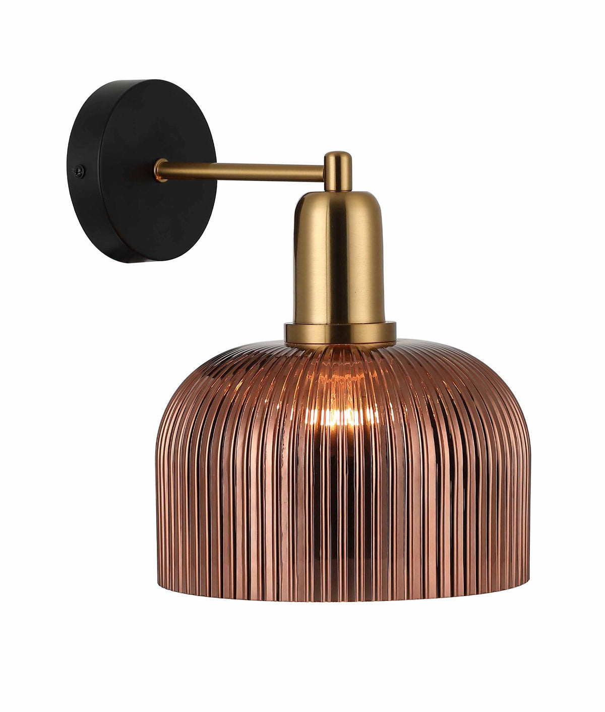 Vintaj Interior Dome Glass with Antique Brass Highlight Wall Light - Copper Painted