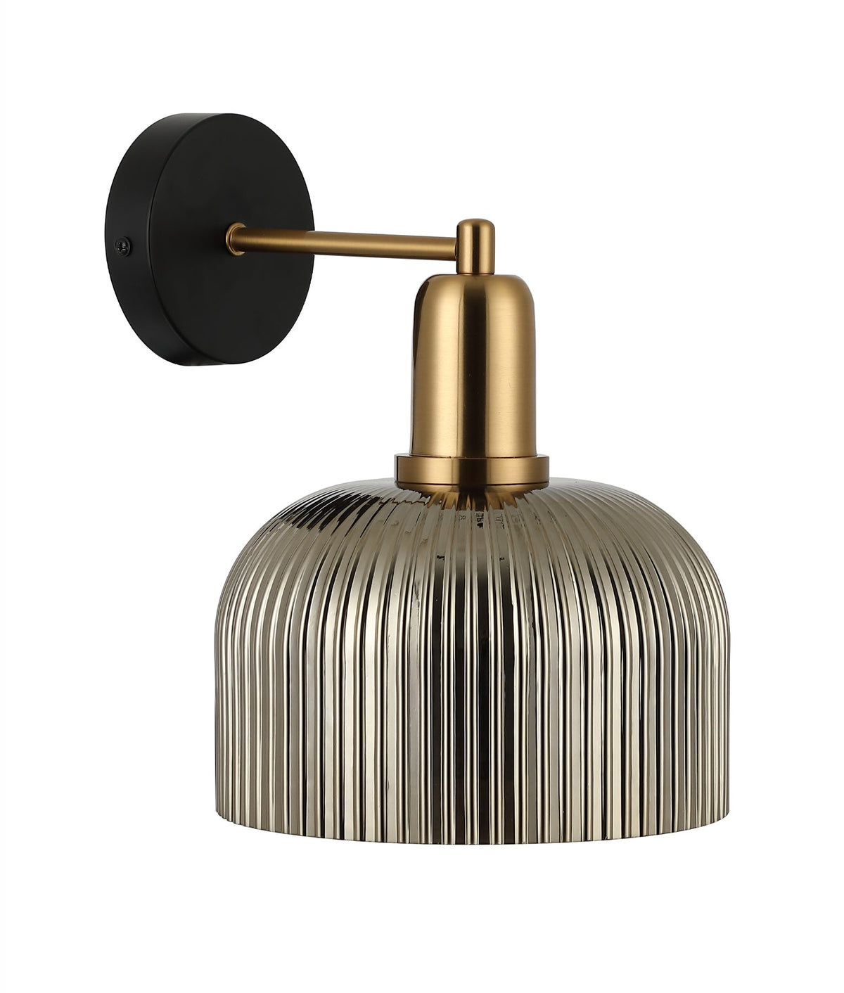 Vintaj Interior Dome Glass with Antique Brass Highlight Wall Light - Chrome