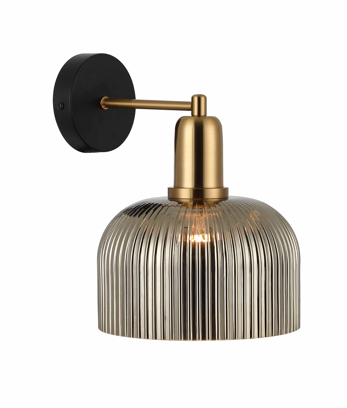 Vintaj Interior Dome Glass with Antique Brass Highlight Wall Light - Chrome