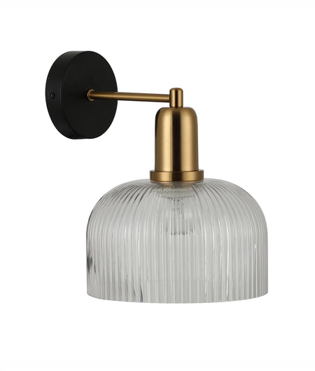 Vintaj Interior Dome Glass with Antique Brass Highlight Wall Light - Clear