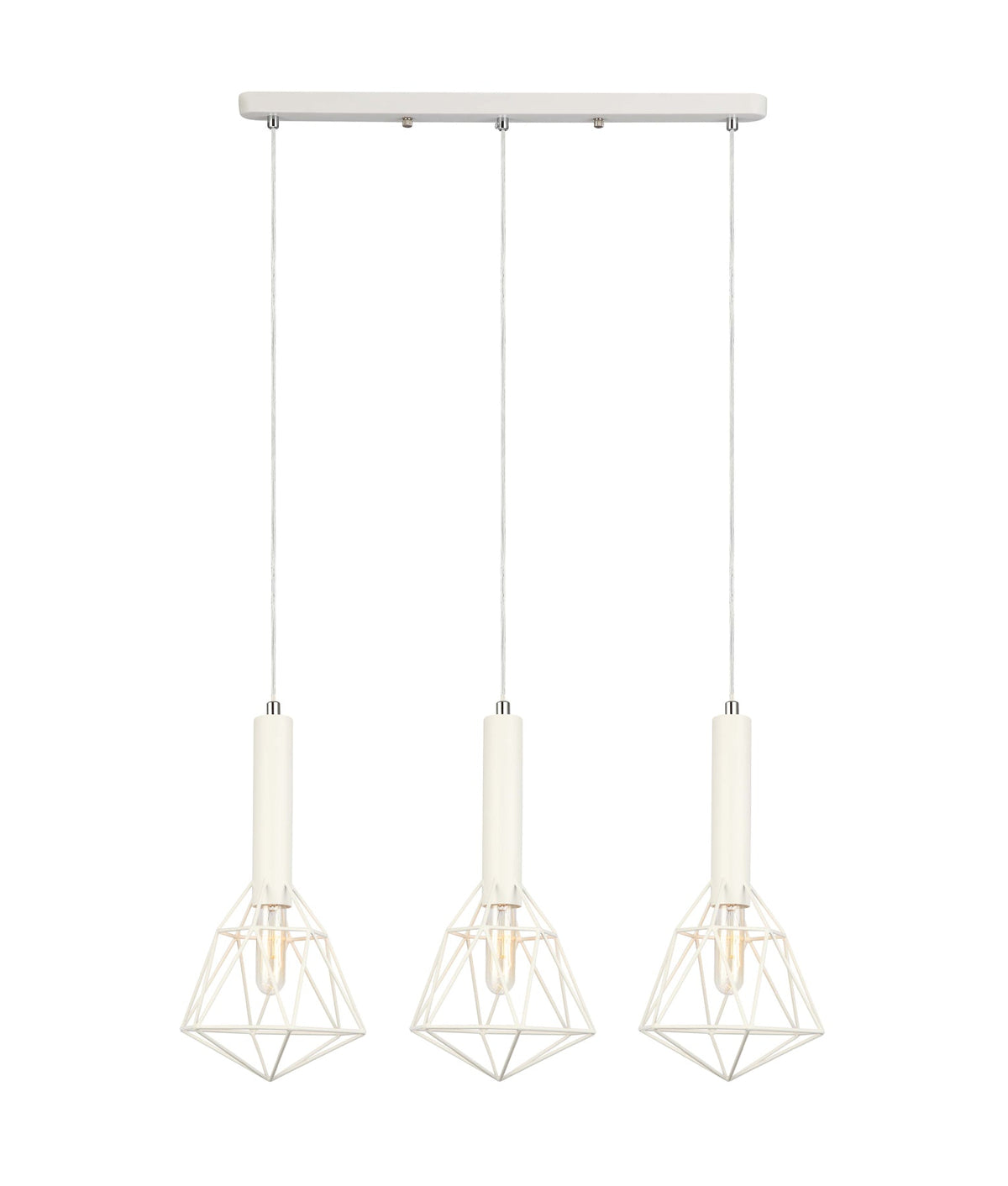 BLACKBAND & WHITEBAND Pendant Light 3x Bird Cage With Bar Base - White