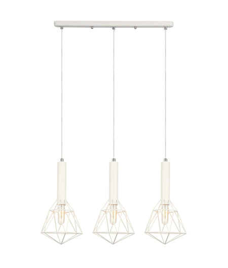 BLACKBAND & WHITEBAND Pendant Light 3x Bird Cage With Bar Base - White