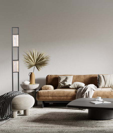 Zeigel Interior LED Rectangular Textured Ice Glass Diffuser Floor Lamp - Satin Black Housing