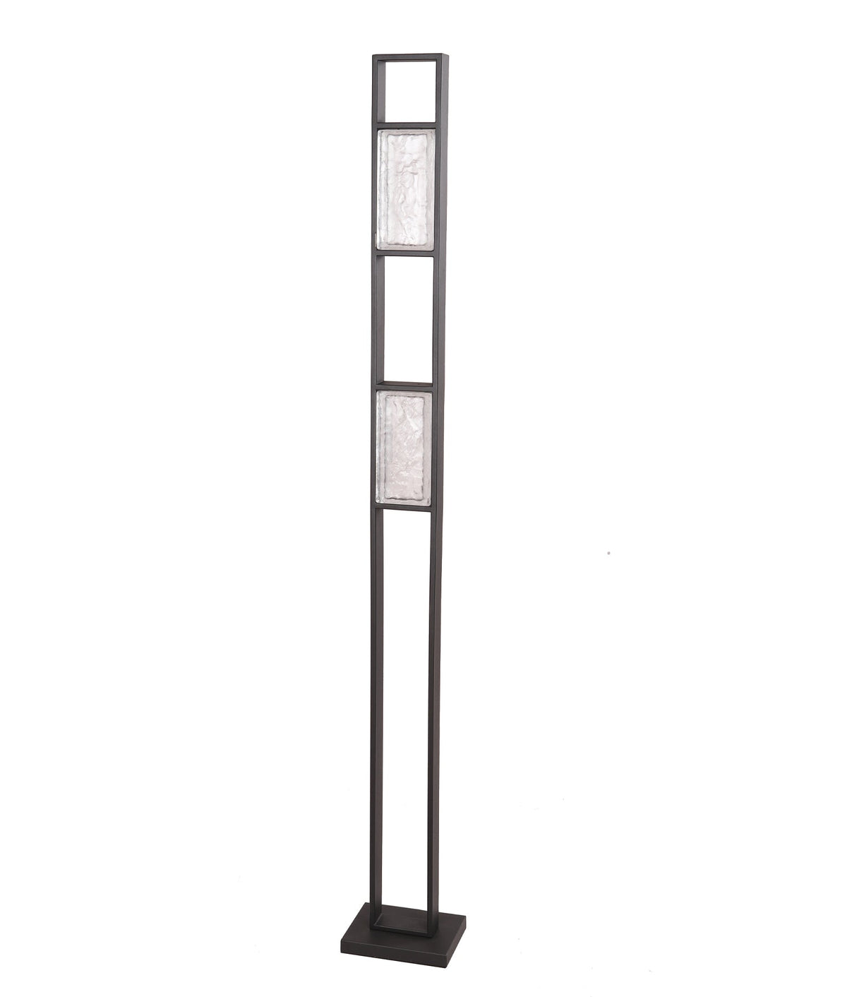 Zeigel Interior LED Rectangular Textured Ice Glass Diffuser Floor Lamp - Satin Black Housing