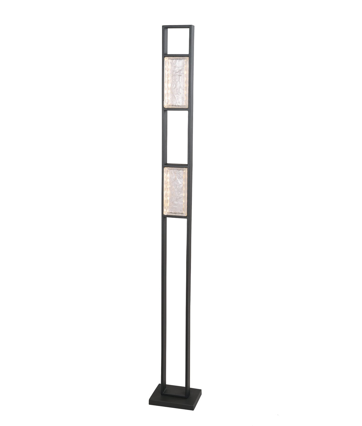 Zeigel Interior LED Rectangular Textured Ice Glass Diffuser Floor Lamp - Satin Black Housing
