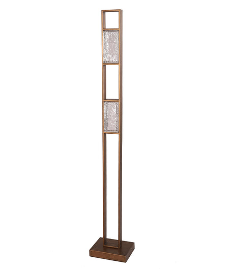 Zeigel Interior LED Rectangular Textured Ice Glass Diffuser Floor Lamp - Antique Brass Housing