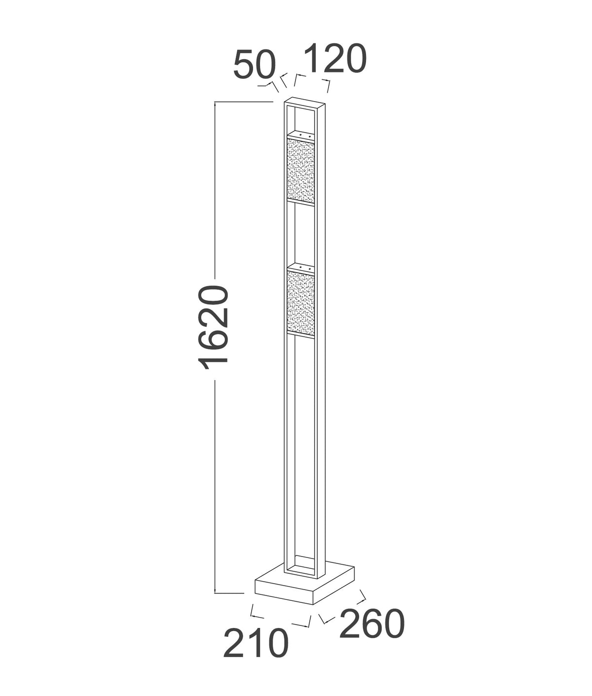 Zeigel Interior LED Rectangular Textured Ice Glass Diffuser Floor Lamp - Satin Black Housing