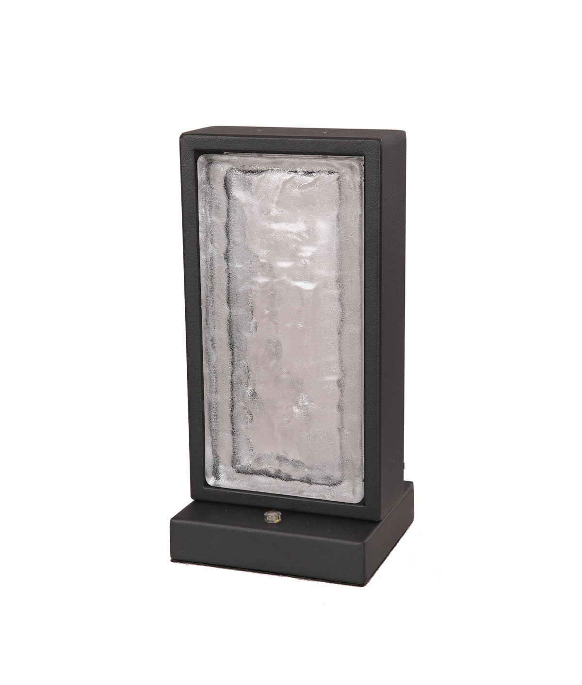 Zeigel Interior LED Rectangular Textured Ice Glass Diffuser Table Lamp - Satin Black Housing