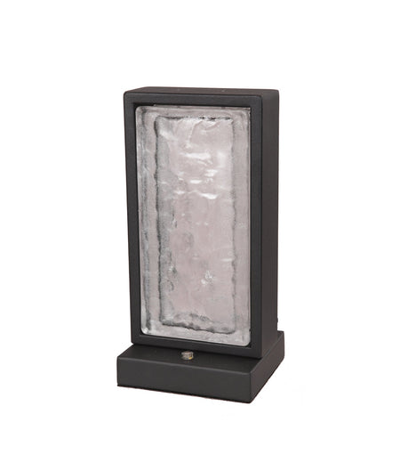 Zeigel Interior LED Rectangular Textured Ice Glass Diffuser Table Lamp - Satin Black Housing