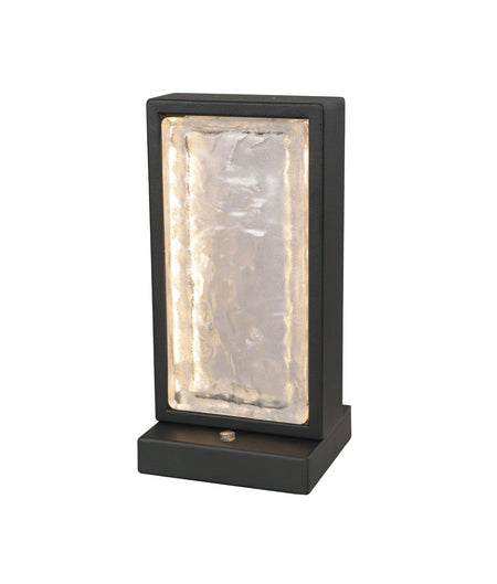 Zeigel Interior LED Rectangular Textured Ice Glass Diffuser Table Lamp - Satin Black Housing