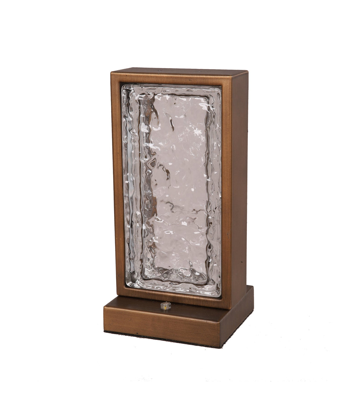 Zeigel Interior LED Rectangular Textured Ice Glass Diffuser Table Lamp - Antique Brass Housing
