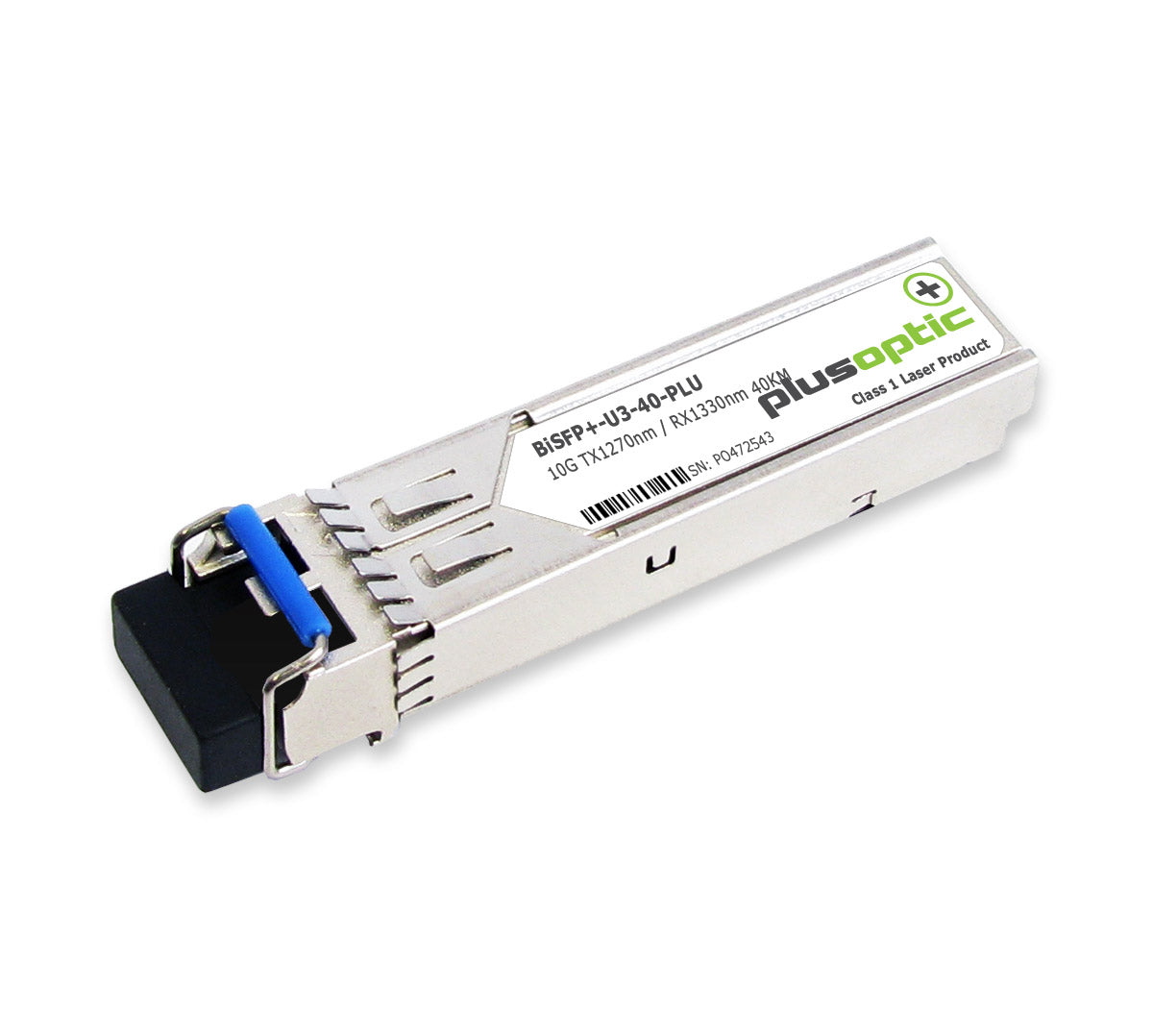 PlusOptic 10G, BiDi SFP+, TX1270nm / RX1330nm, 40KM Transceiver, LC Co ...