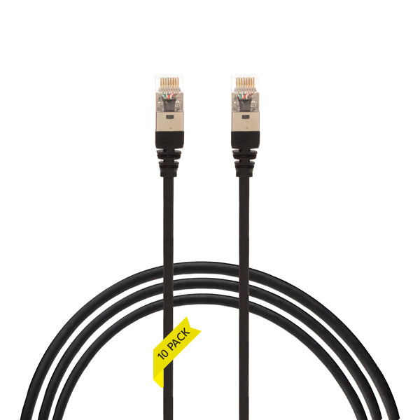 0.5m CAT6A RJ45 S/FTP THIN LSZH 30 AWG Network Cable | 10 Pack Black