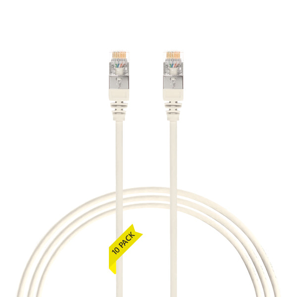 0.5m CAT6A RJ45 S/FTP THIN LSZH 30 AWG Network Cable | 10 Pack White