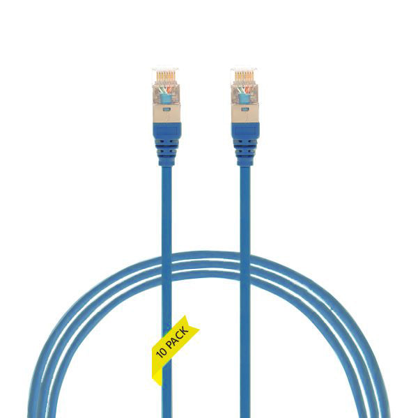 0.5m CAT6A RJ45 S/FTP THIN LSZH 30 AWG Network Cable | 10 Pack Blue