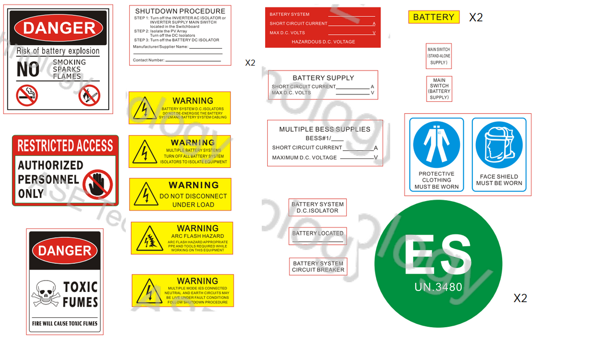 Additional Battery Label Kit AT – AS/NZS 5139:2019