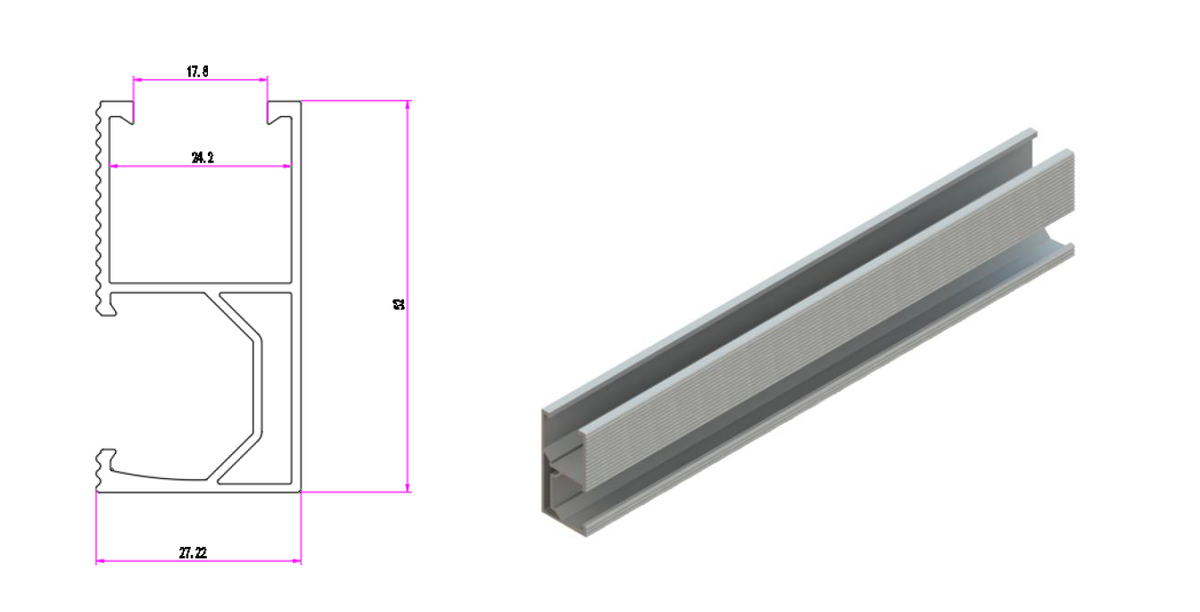 Antai Silver Rail 4700mm (ATL DR 499 L4700) - Material Grade 6005-T6