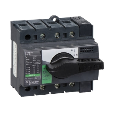 ComPact, Switch disconnector, Compact INS80 , 80 A, standard version with black rotary handle, 3 poles***EMAIL/TEXT FOR PRICING***