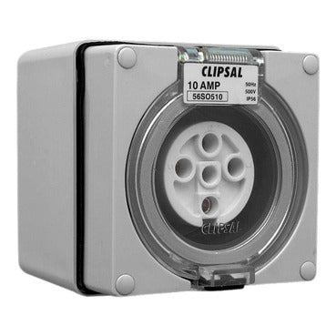 Clipsal - 56 Series, Socket Outlets, Surface Sockets - IP66, 500V 10A - 5 Round Pins***EMAIL/TEXT FOR PRICING***